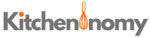 Kitchenonomy logo with an orange whisk icon replacing the letter i