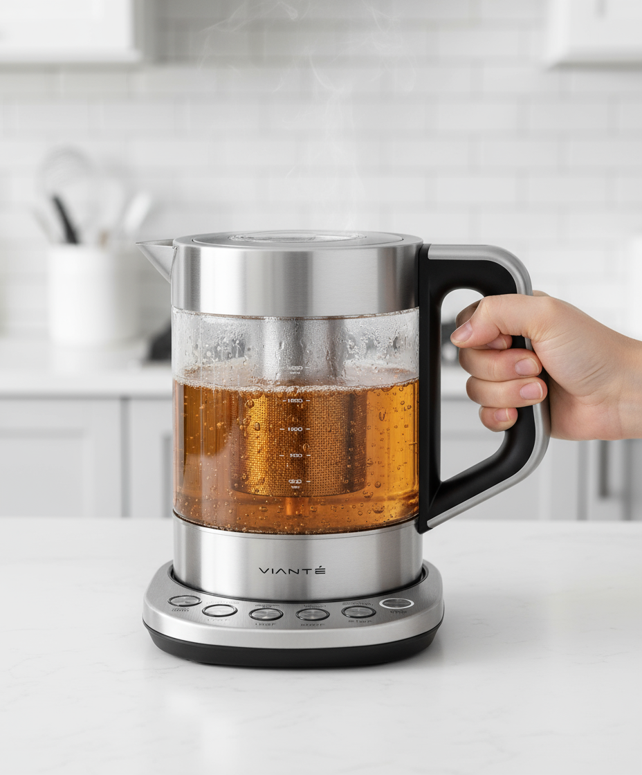 Viante electric kettle with glass pitcher and LED temperature display